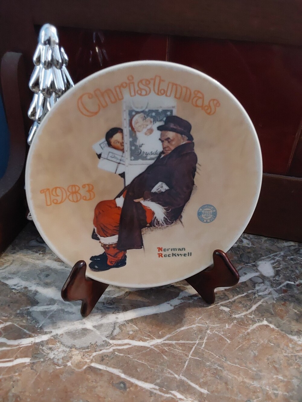 1983 Santa In The Subway, Norman Rockwell Porcelain Plate, New Old Stock